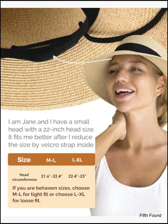 Foldable Straw Sun Hat UPF 80+ Adjustable Brim Beach Travel Summer main image 7